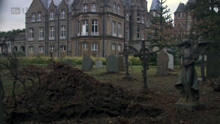 President Hall doubling as a hospital complete with graveyard.