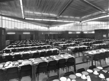 The Refectory dining room with it's unusual roof.