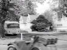 View from the original Driveway, looking North towards the Chapel & Kimberley Block. The bus is where Rowan Hall now stands.